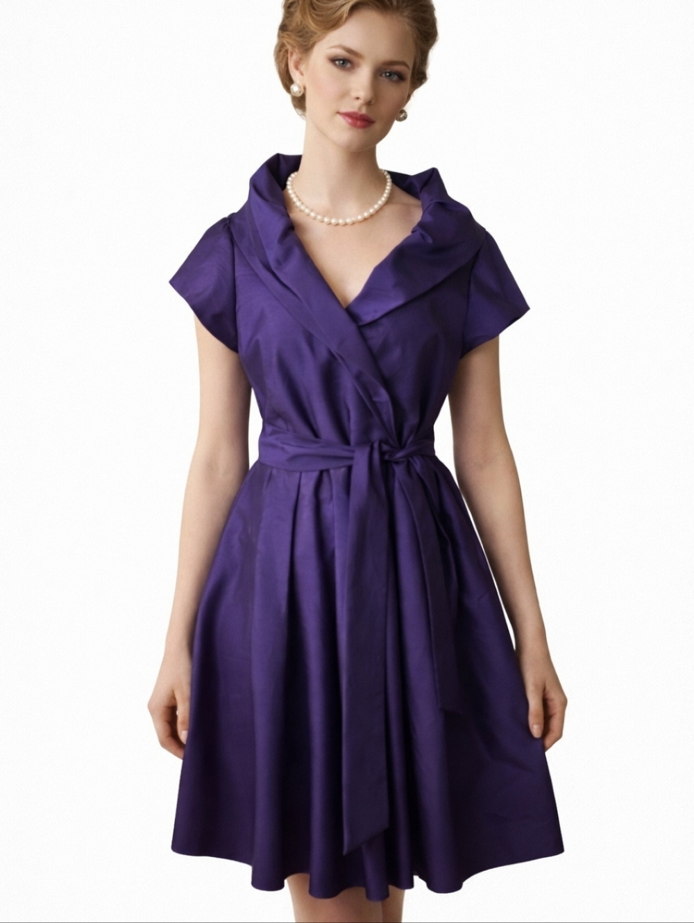 Jessica Howard Purple Wrap-Style Midi Dress